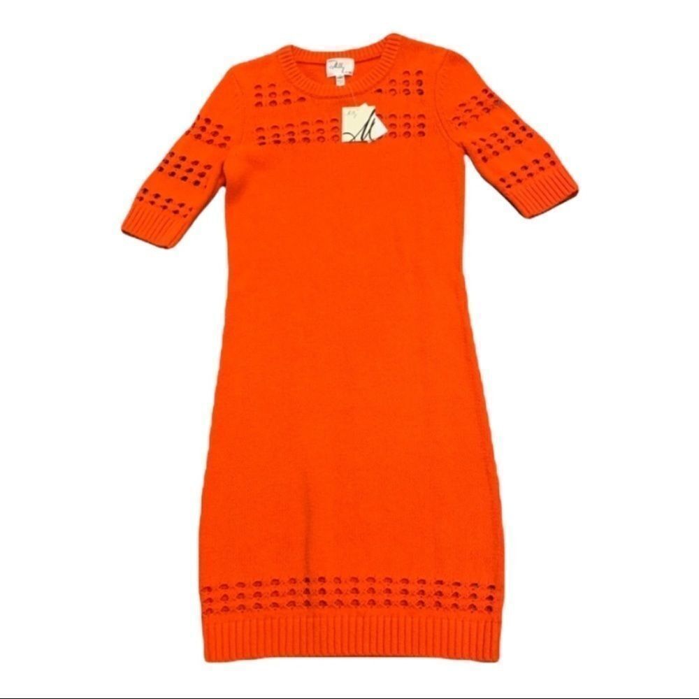 MILLY Orange Short Sleeve Sweater Dress Size P NWT